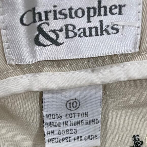 Christopher & Banks 90s Beige Cotton Embroidered Fruit A-Line Skirt Size 10 - Picture 5 of 6